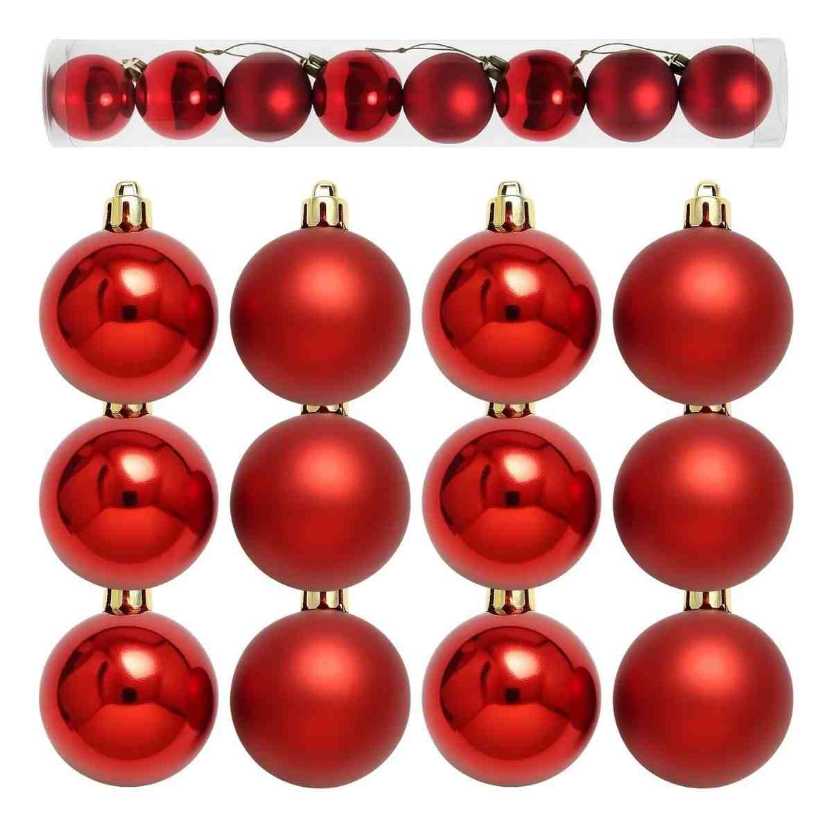 BOLA NATAL 5CM C/12 VERMELHA